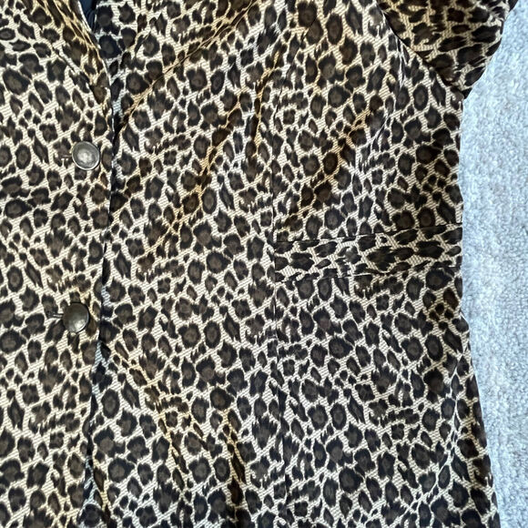 Maggie Barnes Two-Button Blazer Jacket Women 1X Brown Animal Print Lined Pockets - Picture 16 of 16